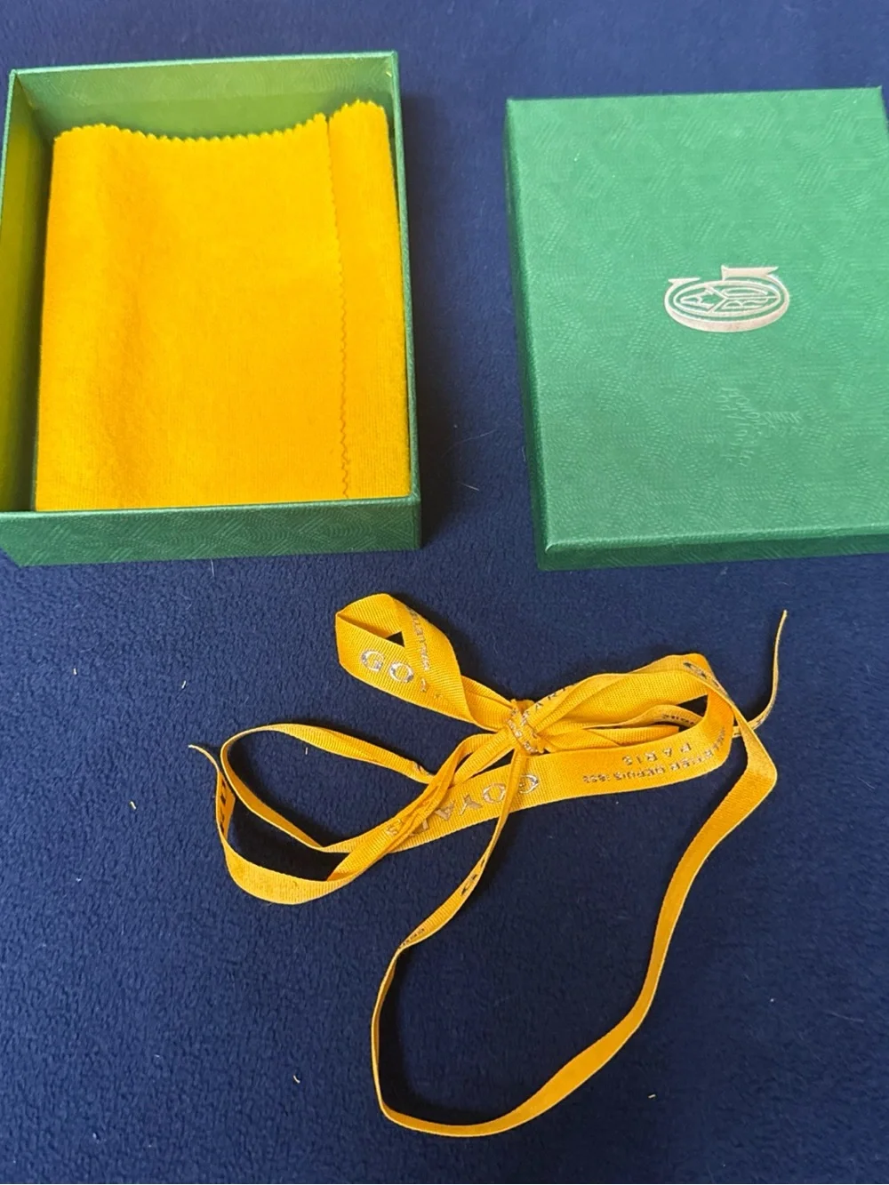 Goyard Empty Small Box 6x4.5x1.5” Yellow Ribbon & Fabric Insert